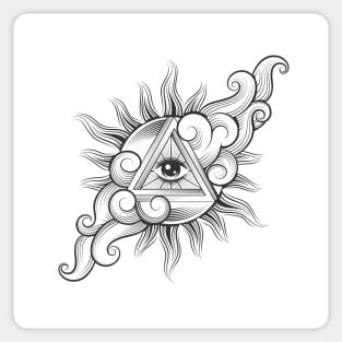 All seeing Eye Inside the Sun Sticker